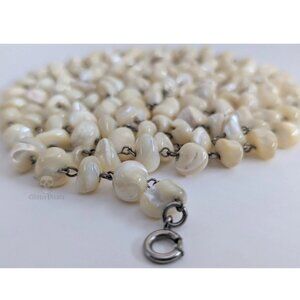 62" Antique Victorian 12mm Balamuti Mother of Pearl Chain - 150g - Rare Tan